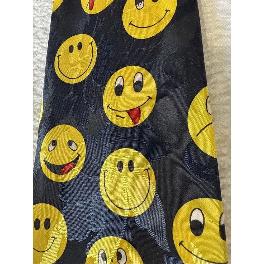 Smiley Face Emoji Tie Teacher Novelty Handmade Necktie Renaissance